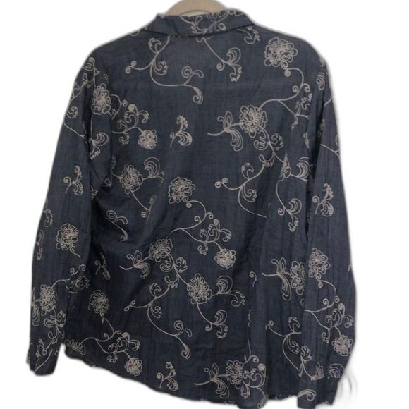 Chico-s Women's Blue Blouse size 2 - Picture 2 of 3